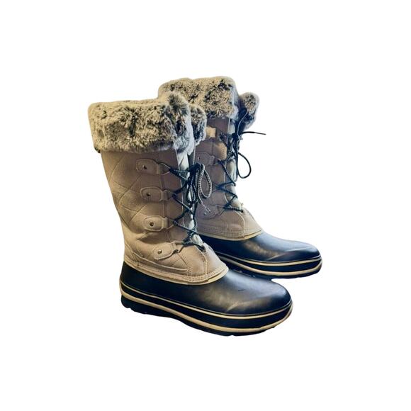 Khombu Emily Suede Leather Winter warm Snow Boots GRAY Tall women’s 10 EUC - Picture 2 of 7
